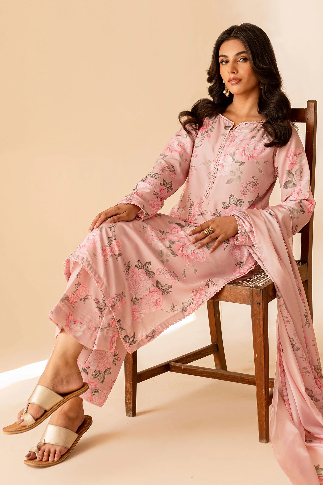 Light Pink Ready-to-Wear Poly Lawn Salwar Kameez with Printed Monar Dupatta & Printed Trouser