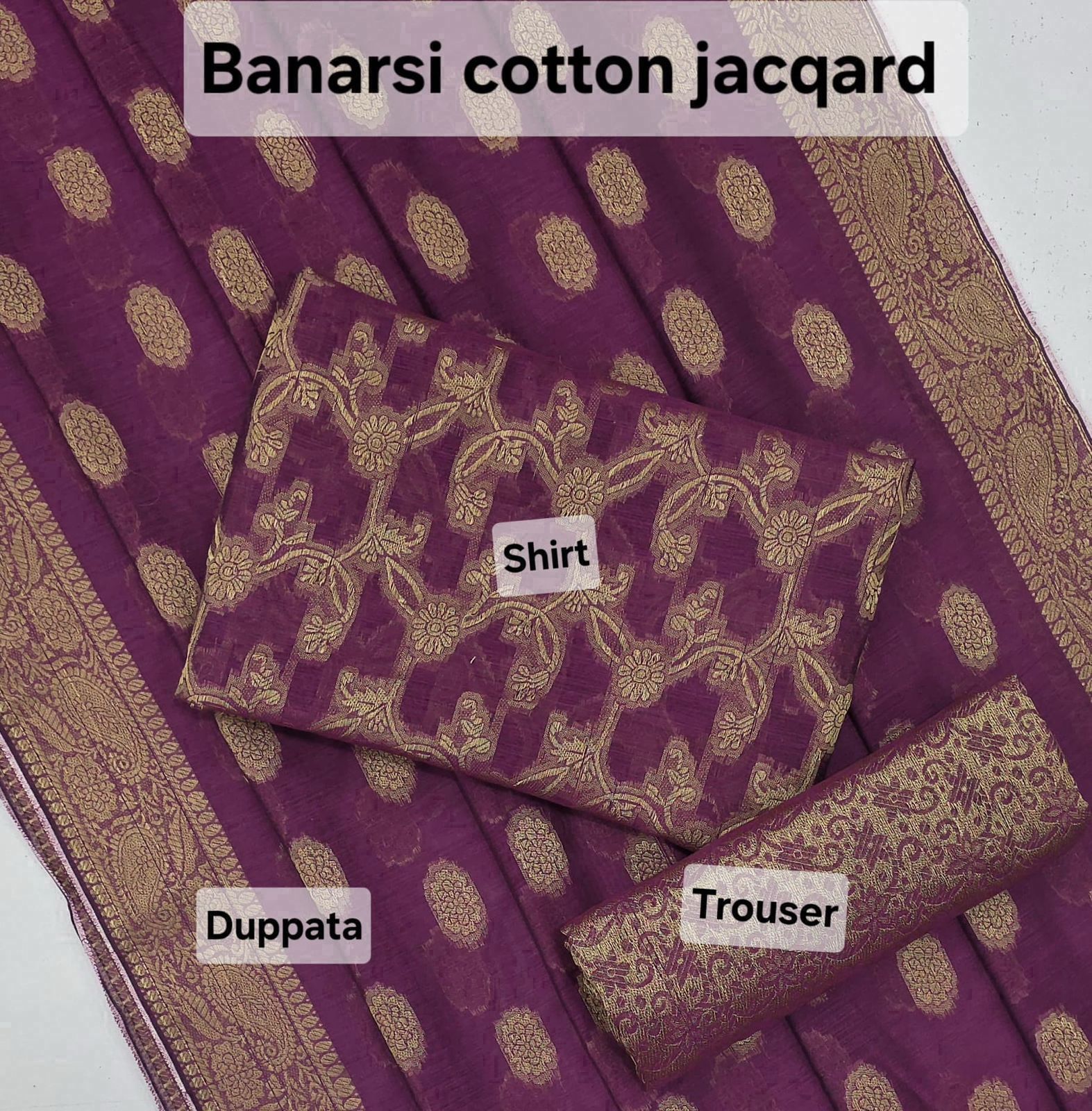 Premium Cotton Banarasi Jacquard Saree – Traditional Weave