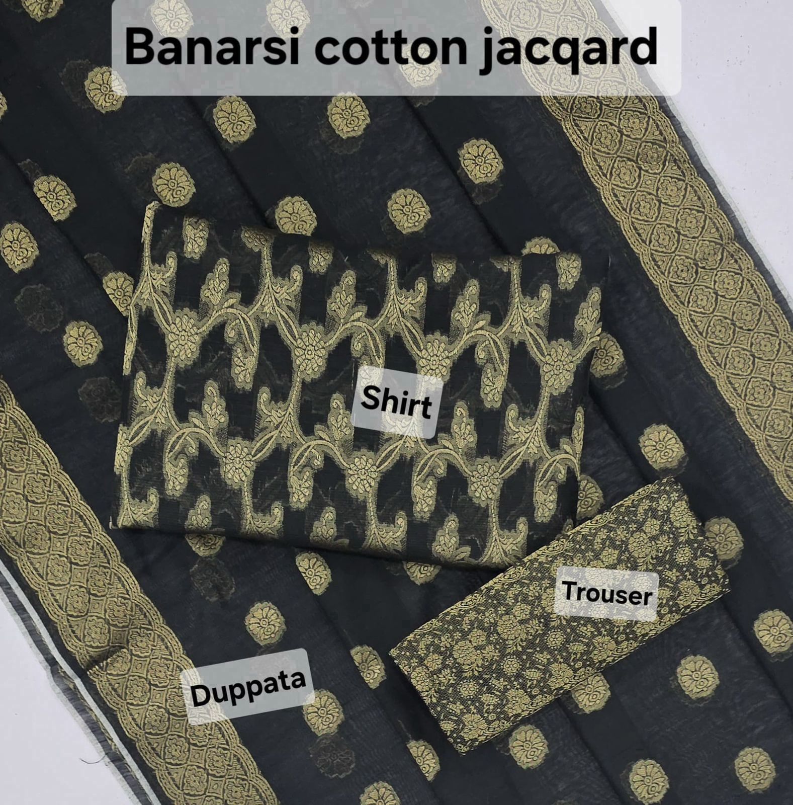 Premium Cotton Banarasi Jacquard Saree – Traditional Weave