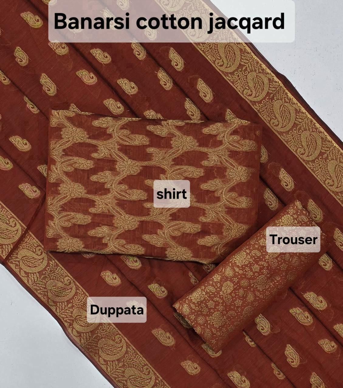 Premium Cotton Banarasi Jacquard Saree – Traditional Weave