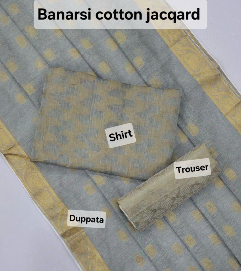 Premium Cotton Banarasi Jacquard Saree – Traditional Weave