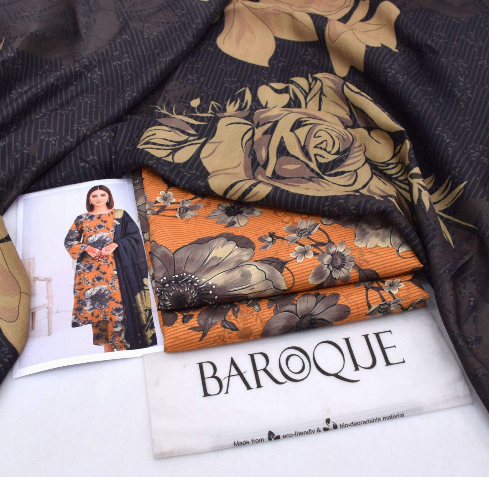 Classic Karandi 3pc Set – Shirt, Pants & Dupatta