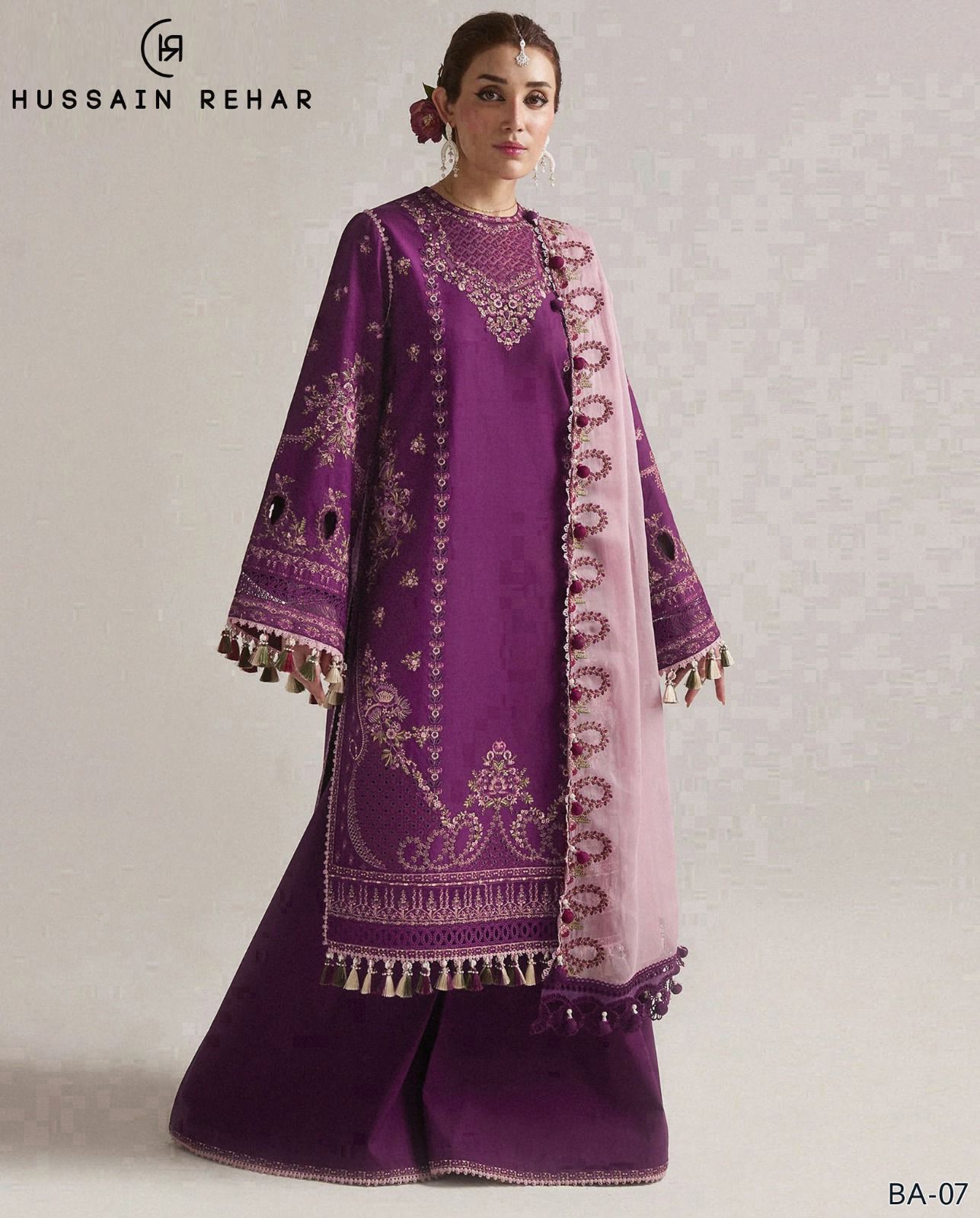 Dhanak Embroidered 3-Piece Suit with Bamber Embroidered Dupatta