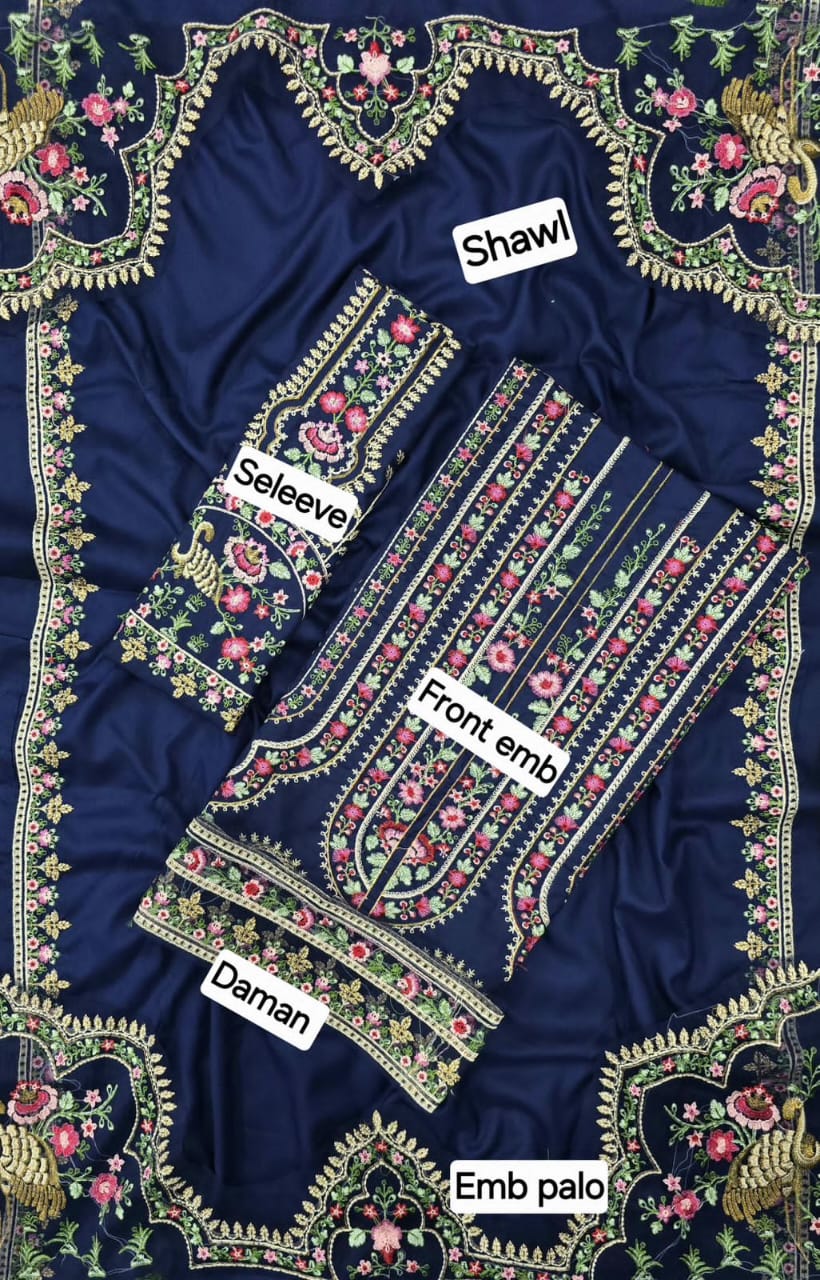 Dhanak Embroidered 3-Piece Suit – Premium Winter Fabric