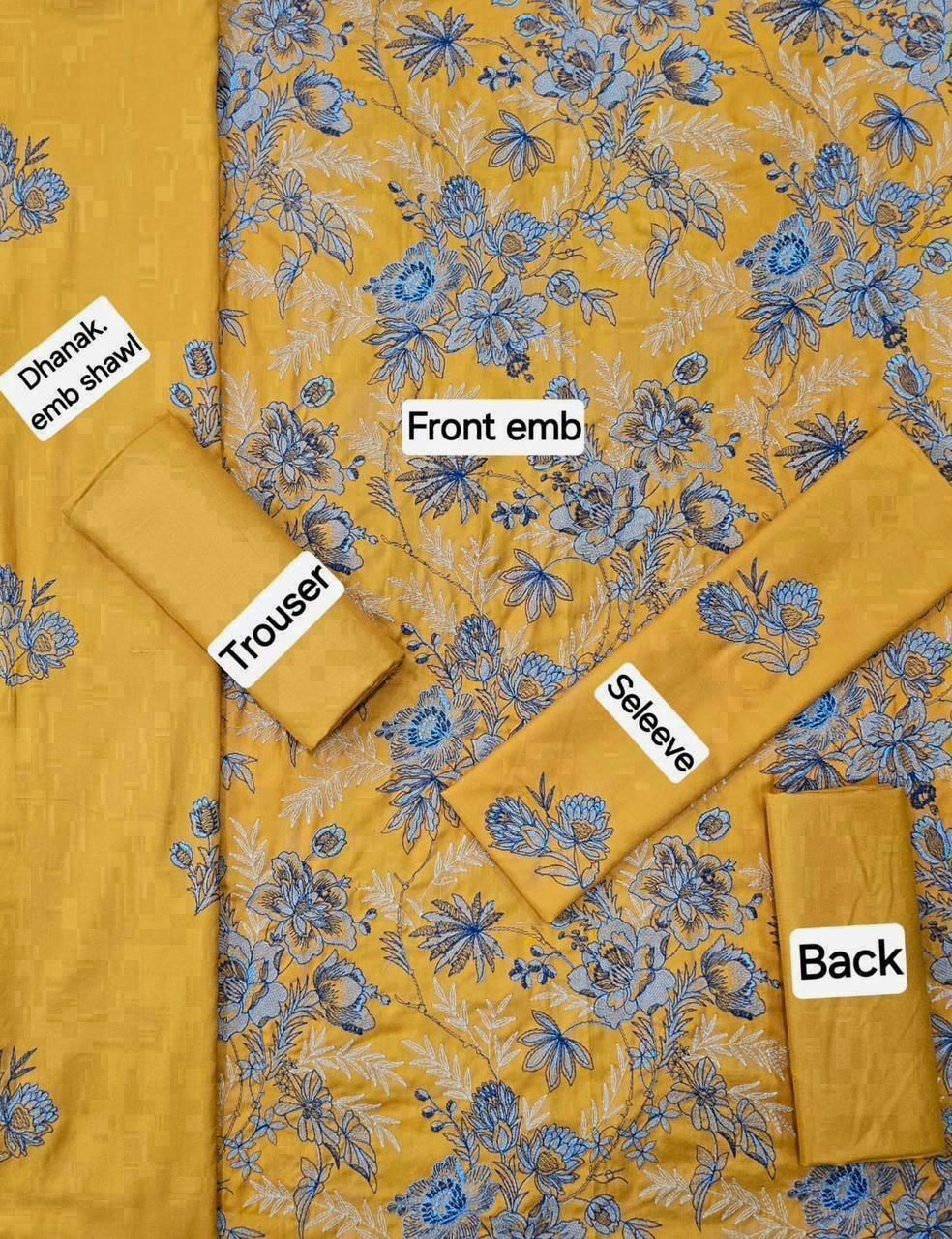 Winter Dhanak Emb 3-Piece Suit – Full Dhanak Embroidery Dupatta