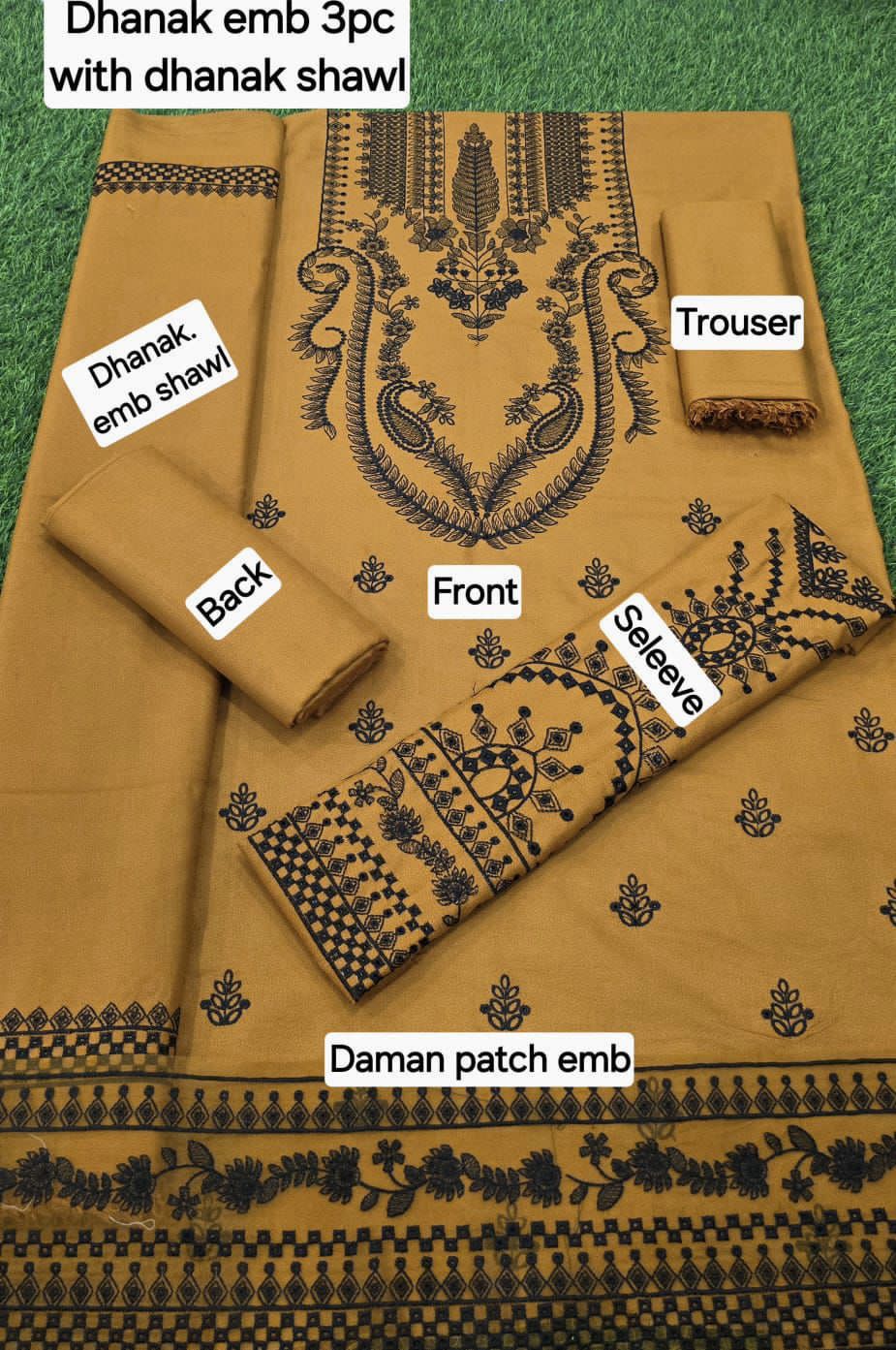 Winter Dhanak Emb 3-Piece Suit – Full Dhanak Embroidery Dupatta