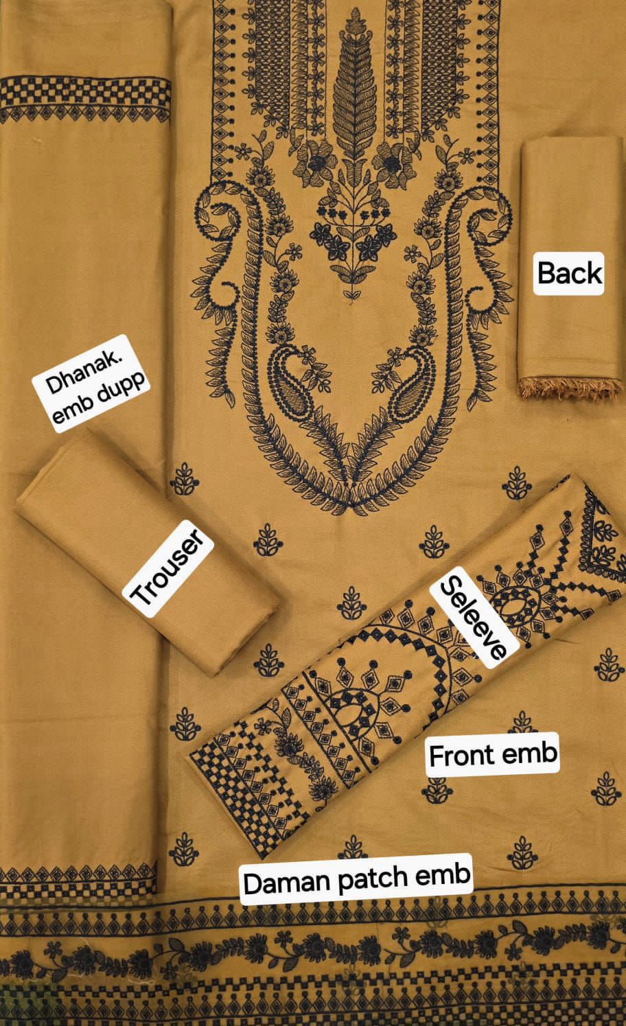 Winter Dhanak Emb 3-Piece Suit – Full Dhanak Embroidery Dupatta