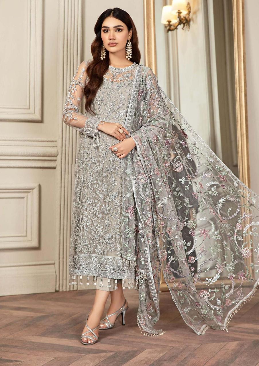 Zarif Luxury Net Suit – Premium Net Fabric & Sharmoz Silk Bottom