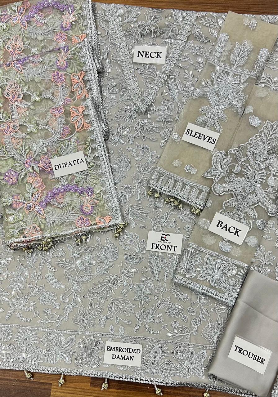 Zarif Luxury Net Suit – Premium Net Fabric & Sharmoz Silk Bottom