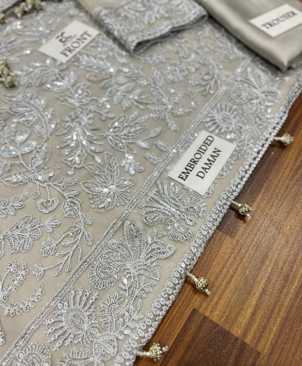 Zarif Luxury Net Suit – Premium Net Fabric & Sharmoz Silk Bottom