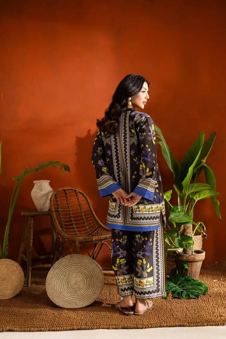 2 Pcs Women's Stitched Swiss Lawn Printed Shirt And Trouser